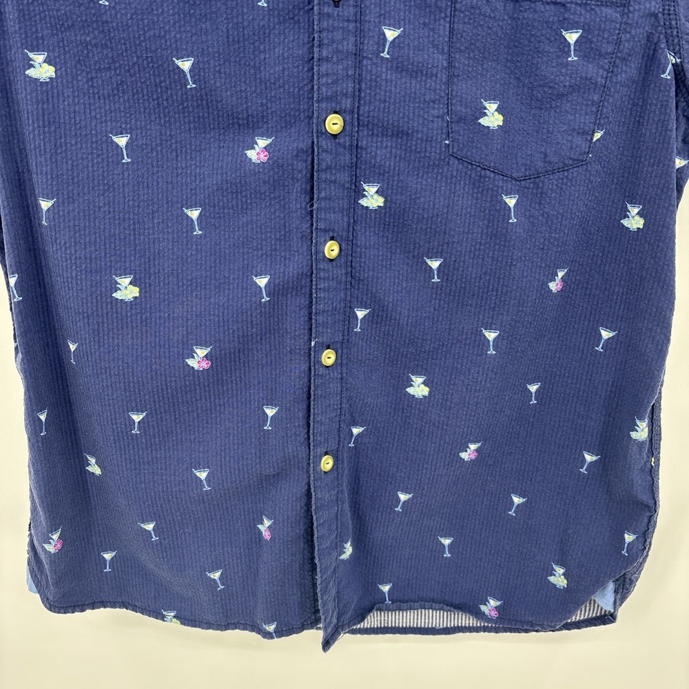 Tommy Bahama Mens Blue Martini Vacation Seersucker Shirt Size L Beach Resort - Picture 6 of 8
